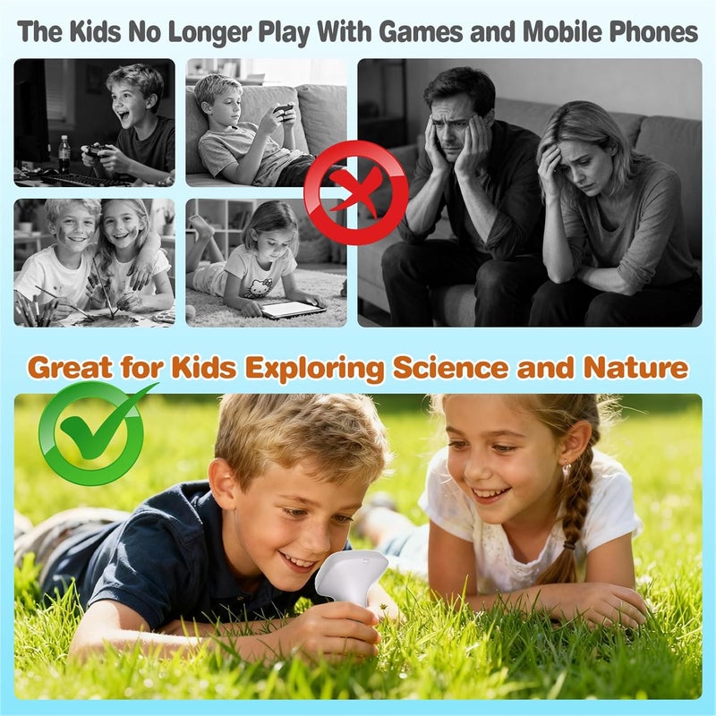 Cobest Pocket Kids Microscope for Over 3 Years Old, 1000X Handheld Microscope for Kids w/2''IPS Digital, Photo Video Mini Portable Microscopes, Science Edu Digiscope,Christmas Birthday Gifts for Kids - Image 4